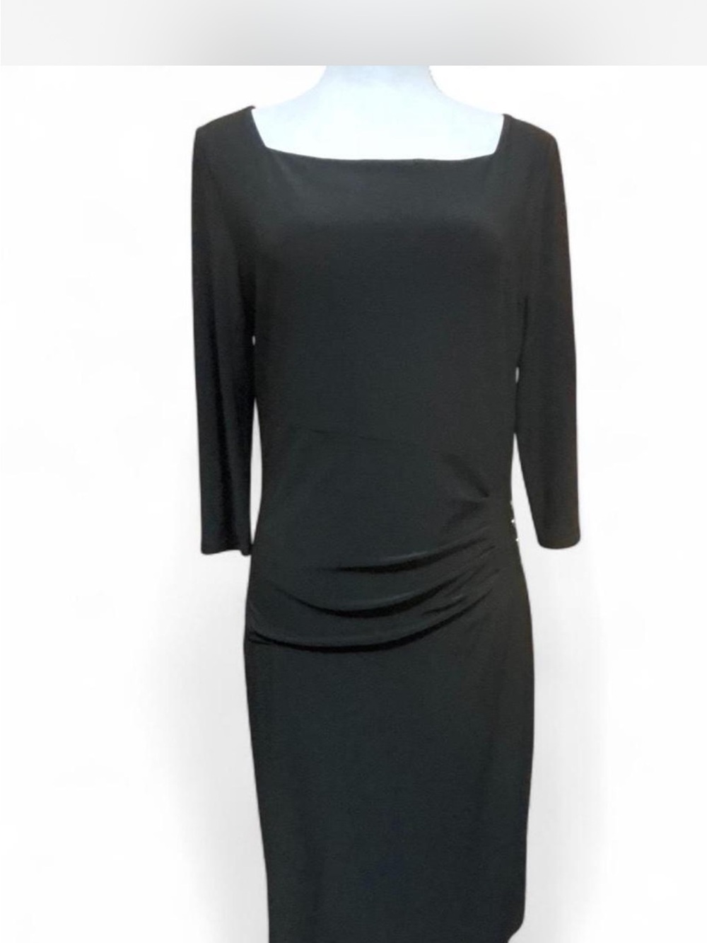 Elegant Black Midi Dress with Square Neck White House black market M